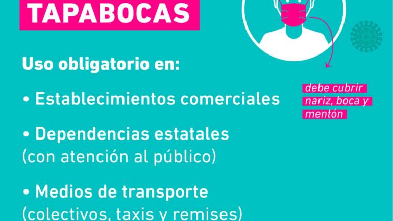 El municipio controla el uso obligatorio de tapabocas en comercios, banco y transporte público