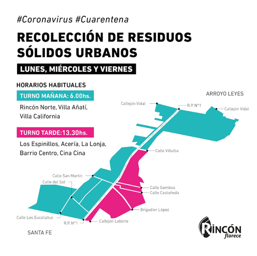 Recolección de Residuos Sólidos Urbanos: días y horarios